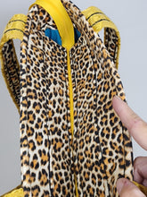 Load image into Gallery viewer, Freehand Machine Embroidered Gold Brocade Remnant + Leopard Flannel Upcycled Tote Bag - hand-dyed
