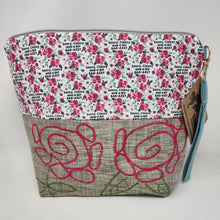 Load image into Gallery viewer, Freehand Machine Embroidered Upholstery Remnant + Sassy, Classy 14.5x11 Upcycled Project Bag