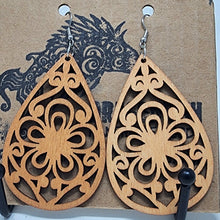 Load image into Gallery viewer, Wooden Daisy Teardrop Earrings