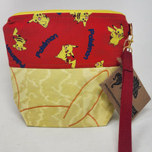 Load image into Gallery viewer, Freehand Machine Embroidered Hand-Dyed Canvas Remnant + Pocket Monster Fabric 8x9 Project Bag