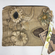 Load image into Gallery viewer, Freehand Machine Embroidered Plant-Dyed Woven Upcycled 9x7 Clutch bag
