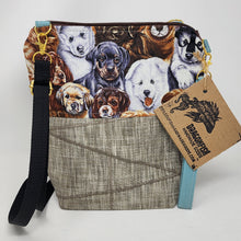 Load image into Gallery viewer, Freehand Machine Embroidered Woven Upholstery Remnant + Dog Fabric 10x11 Project Bag with strap
