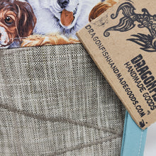 Load image into Gallery viewer, Freehand Machine Embroidered Woven Upholstery Remnant + Dog Fabric 10x11 Project Bag with strap