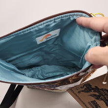 Load image into Gallery viewer, Freehand Machine Embroidered Woven Upholstery Remnant + Dog Fabric 10x11 Project Bag with strap