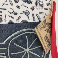 Load image into Gallery viewer, Freehand Machine Embroidered Denim Remnant + Barber Fabric 10x11 Project Bag