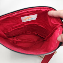 Load image into Gallery viewer, Freehand Machine Embroidered Denim Remnant + Barber Fabric 10x11 Project Bag