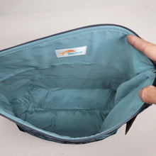 Load image into Gallery viewer, Freehand Machine Embroidered Green Velvet Remnant + Black Super Hero 14.5x11 Upcycled Project Bag