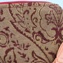 Load image into Gallery viewer, Remnant Gold and Red Brocade Crossbody 3-way 6x7 Upcycled Cell Phone Bag - hand-dyed