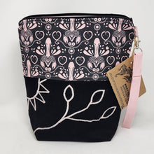 Load image into Gallery viewer, Freehand Machine Embroidered Black Dress Pants + Pink Peni 10x11 Project Bag