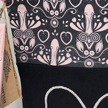 Load image into Gallery viewer, Freehand Machine Embroidered Black Dress Pants + Pink Peni 10x11 Project Bag
