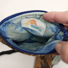 Load image into Gallery viewer, Remnant Blue, Gold & Black Brocade Crossbody 3-way 6x7 Upcycled Cell Phone Bag - hand-dyed