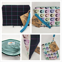 Load image into Gallery viewer, Freehand Machine Embroidered Pea Coat Wool + Lunch Ladies Upcycled 10.5x8 Clutch bag