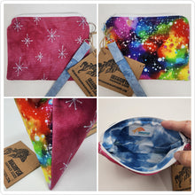 Load image into Gallery viewer, Freehand Machine Embroidered Ikea Sofa Cover + Rainbow Galaxy 8x6.5 Notions Clutch - hand-dyed