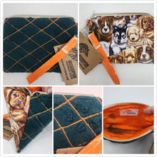 Load image into Gallery viewer, Freehand Machine Embroidered Felted Sweater + Happy Dogs 8x6.5 Notions Clutch - hand-dyed