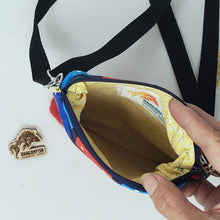 Load image into Gallery viewer, Rainbow FP Xylophone + Red Felted Sweater Crossbody 3-way 6x7 Upcycled Cell Phone Bag
