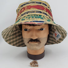 Load image into Gallery viewer, Two remnant Upholstery Fabrics Upcycled Reversible Bucket Hat - large