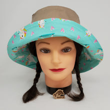 Load image into Gallery viewer, Khaki Pants + Rainbow Unicorns Upcycled Reversible Bucket Hat - medium