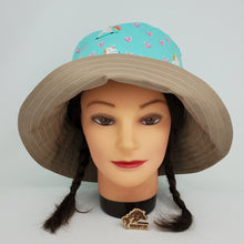 Load image into Gallery viewer, Khaki Pants + Rainbow Unicorns Upcycled Reversible Bucket Hat - medium