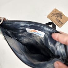 Load image into Gallery viewer, Green Hand-Dyed Ikea Sofa Cover + Exorcist Regan 9.5x10.5 Upcycled 3-Way Crossbody Bag