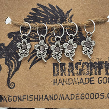 Load image into Gallery viewer, Little Metallic Sunflower Stitch Markers - set of 5