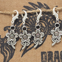 Load image into Gallery viewer, Little Metallic Sunflower Stitch Markers - set of 5