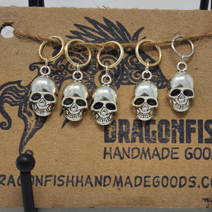 Silver Metal Skull Stitch Markers - set of 5