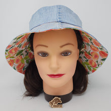 Load image into Gallery viewer, Vintage Acid Wash Denim Jeans + Luscious Peaches Upcycled Reversible Bucket Hat - medium