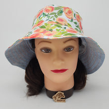 Load image into Gallery viewer, Vintage Acid Wash Denim Jeans + Luscious Peaches Upcycled Reversible Bucket Hat - medium