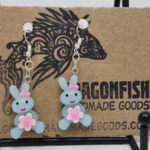 Load image into Gallery viewer, Smiling Blue Bunny Earrings