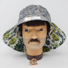 Load image into Gallery viewer, Remnant Block Print + Succulents Upcycled Reversible Bucket Hat - Small