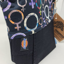 Load image into Gallery viewer, Freehand Machine Embroidered Dickie&#39;s Work Pants w/Working Pocket + Women&#39;s Rights Upcycled 8x9 Project Bag
