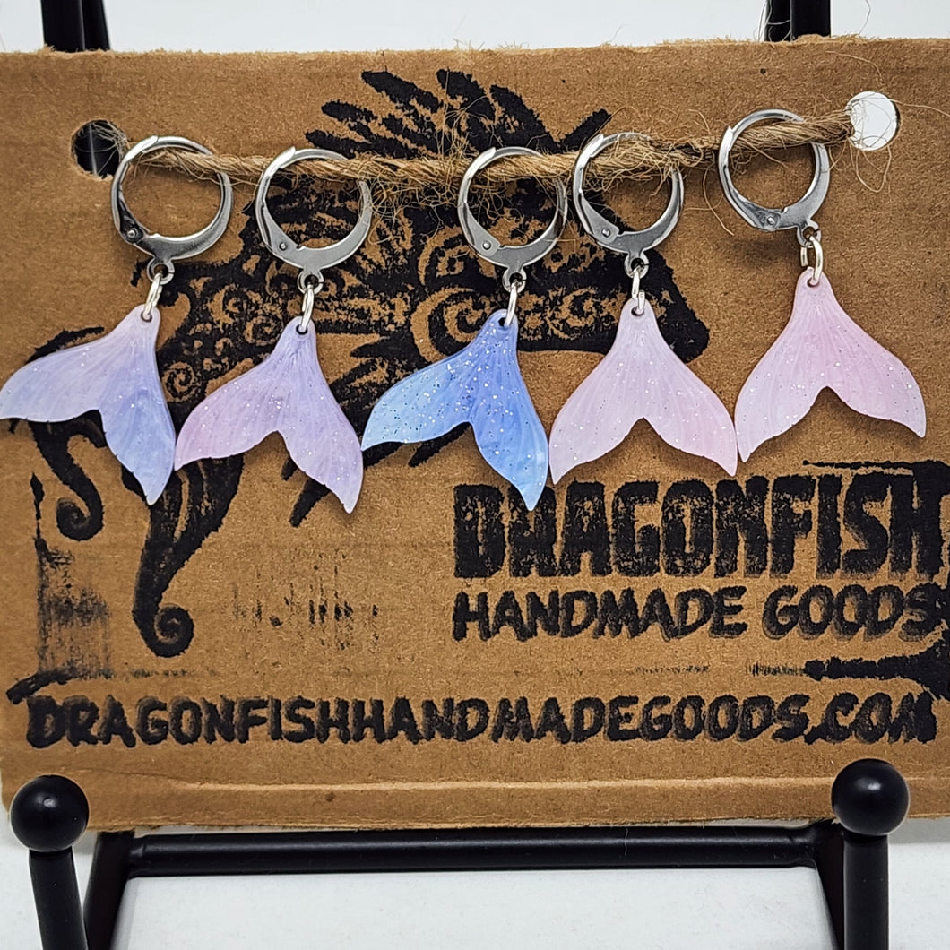 Sparkly, Shimmery Mermaid Tails Stitch Markers - set of 5