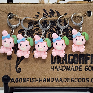 Little Pink Bunnies Stitch Markers - set of 5
