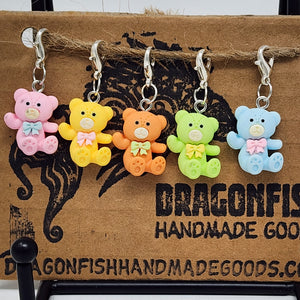 Rainbow Teddy Bears Stitch Markers - set of 5