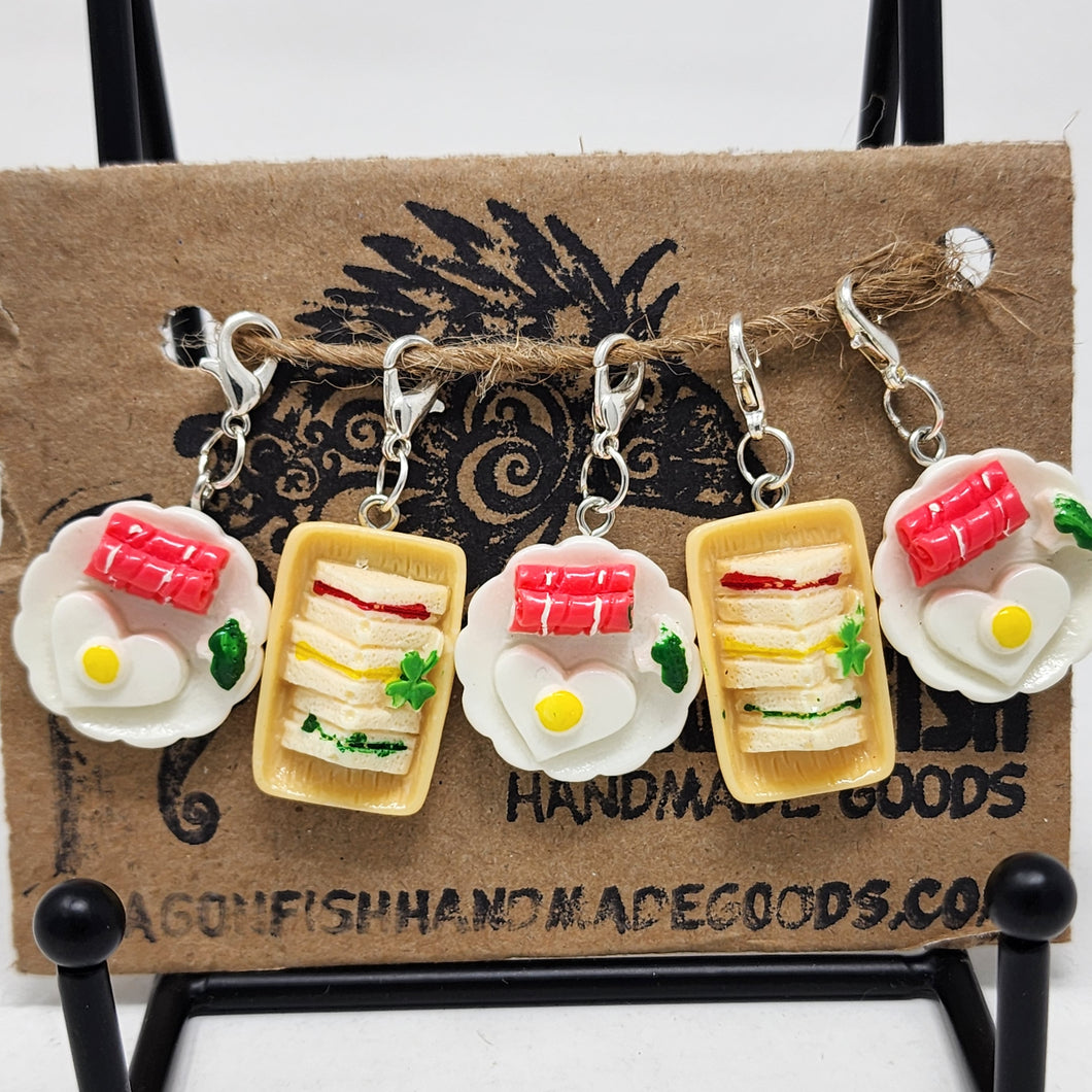 Breakfast & Lunch Stitch Markers - set of 5