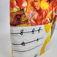 Load image into Gallery viewer, Freehand Machine Embroidered Ikea Shower Curtain + Orange Swirls 10x11, 8x9 Upcycled Project Bags - hand-dyed
