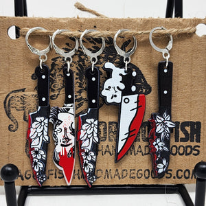 Halloween Bloody Knives Stitch Markers - set of 5