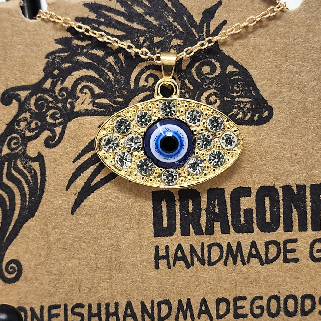 Oval Evil Eye Goldtone Necklace