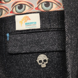 Men's Vintage Herringbone Suit + Eyeballs + Hand-dyed Bedsheeting Upcycled Tote Bag