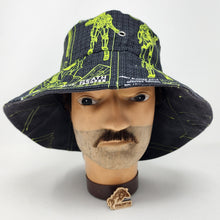 Load image into Gallery viewer, Dark Gray Stretch Denim Jeans + SciFi Villain Upcycled Reversible Bucket Hat - Small
