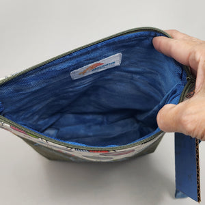 Machine Freehand Embroidered Ikea Taffeta Drape + Yarn Balls 10x11 Upcycled Project Bag - hand-dyed