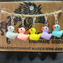 Load image into Gallery viewer, Multi-Colored Rubber Ducky Stitch Markers - set of 5
