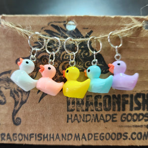 Multi-Colored Rubber Ducky Stitch Markers - set of 5