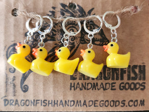Yellow Rubber Ducky Stitch Markers - set of 5