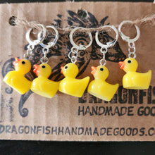 Load image into Gallery viewer, Yellow Rubber Ducky Stitch Markers - set of 5
