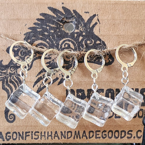 Ice Cube Stitch Markers - set of 5