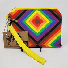 Load image into Gallery viewer, Freehand Machine Embroidered Denim + Rainbow 8x6.5 Notions Clutch - hand-dyed
