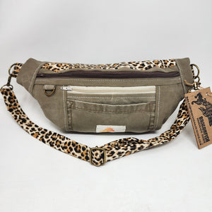 Gap Khakis + Leopard Flannel Remnants Hip Bag