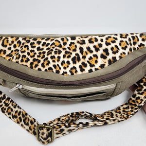 Gap Khakis + Leopard Flannel Remnants Hip Bag