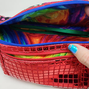 Red Sequined Remnant + Rainbow Remnants Hip Bag